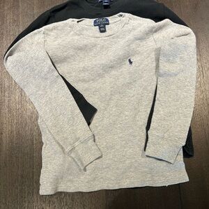2 shirts- Polo by Ralph Lauren Gray and black thermals  size 10-12